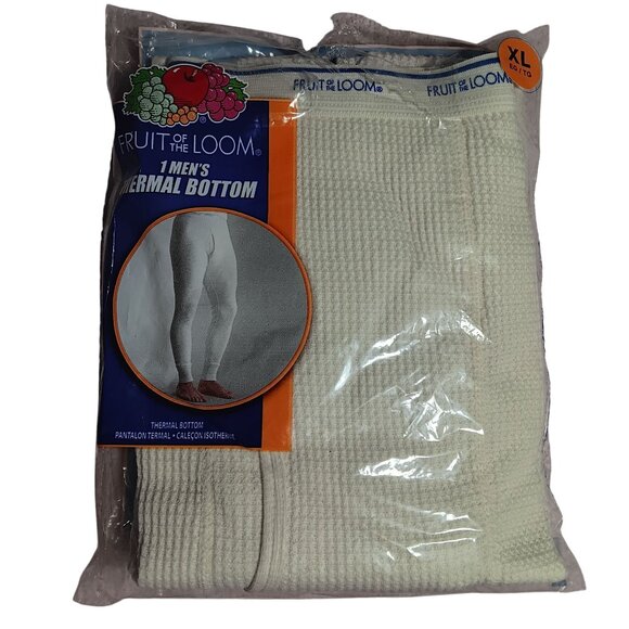 THERMAL BOTTOM XL FRUIT OF THE LOOM 1 MENS White WAFFLE 2005 VTG NEW - Picture 1 of 4